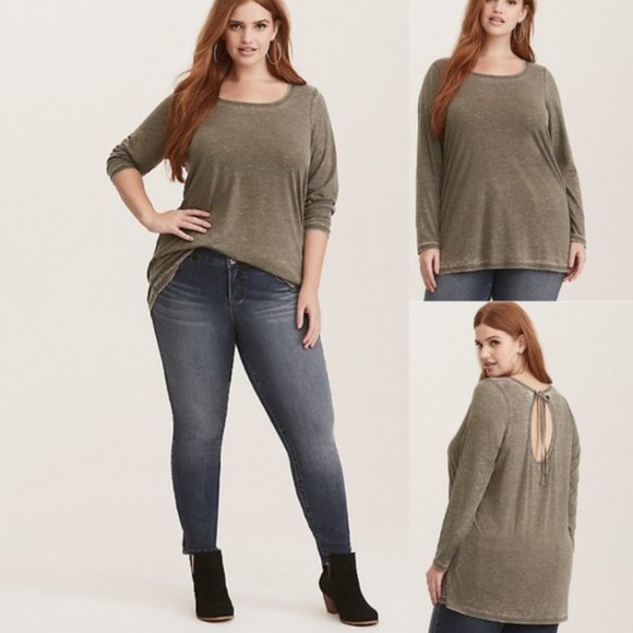 Torrid Olive Tieback Burnout Tunic Size 4X